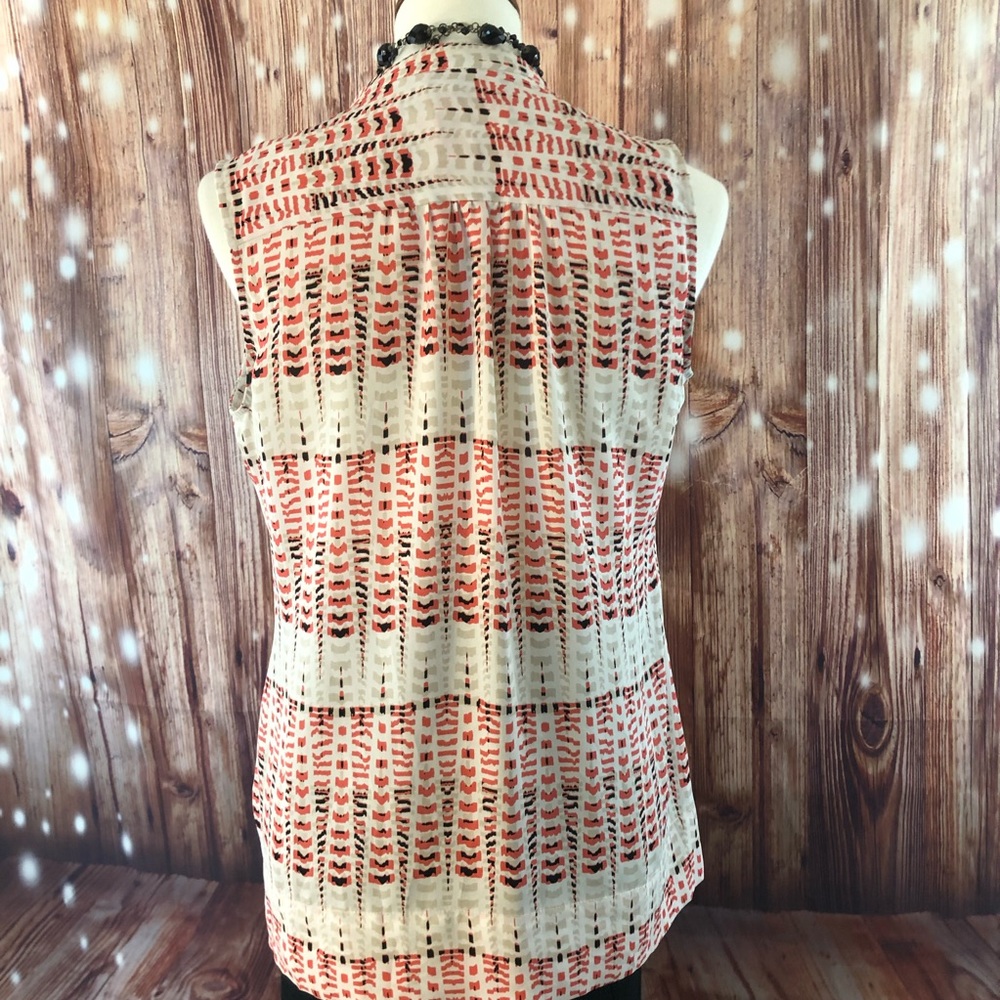 Alfani Coral & White Crossover Sleeveless Top - Picture 4 of 8